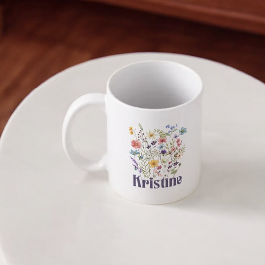 Pļavas ziedi - krūze ar personalizētu vārdu - Zelta Pūka