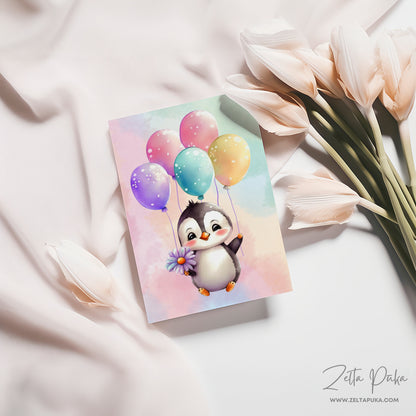 "Little Penguin" colorful greeting cards