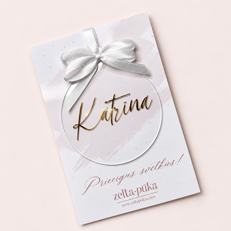 Akrila eglītes rotājums VĀRDS - Zelta Pūka