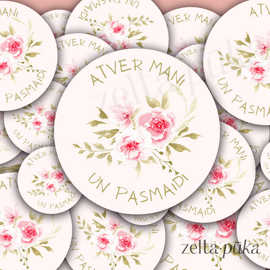 "Thank you" soft flower background stickers