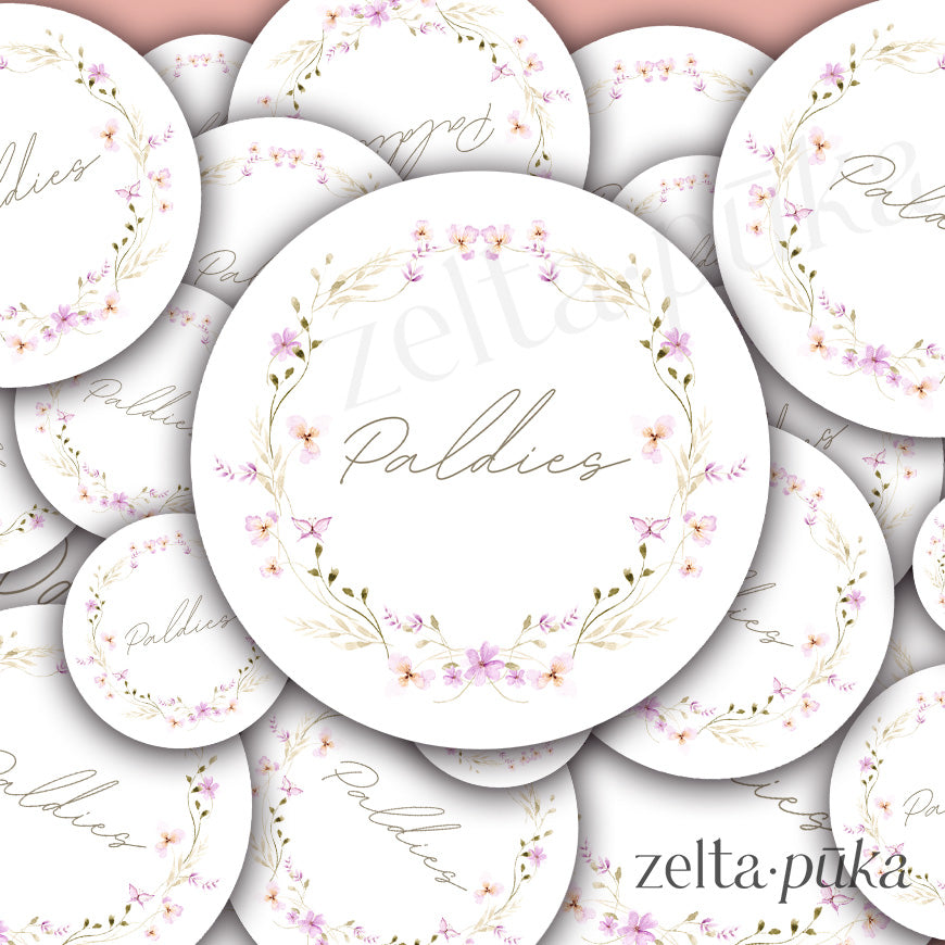 "Thank you" soft flower background stickers