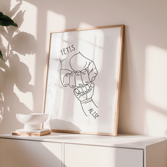 Tēta roka · personalizēts sienas plakāts ar bērnu vārdiem