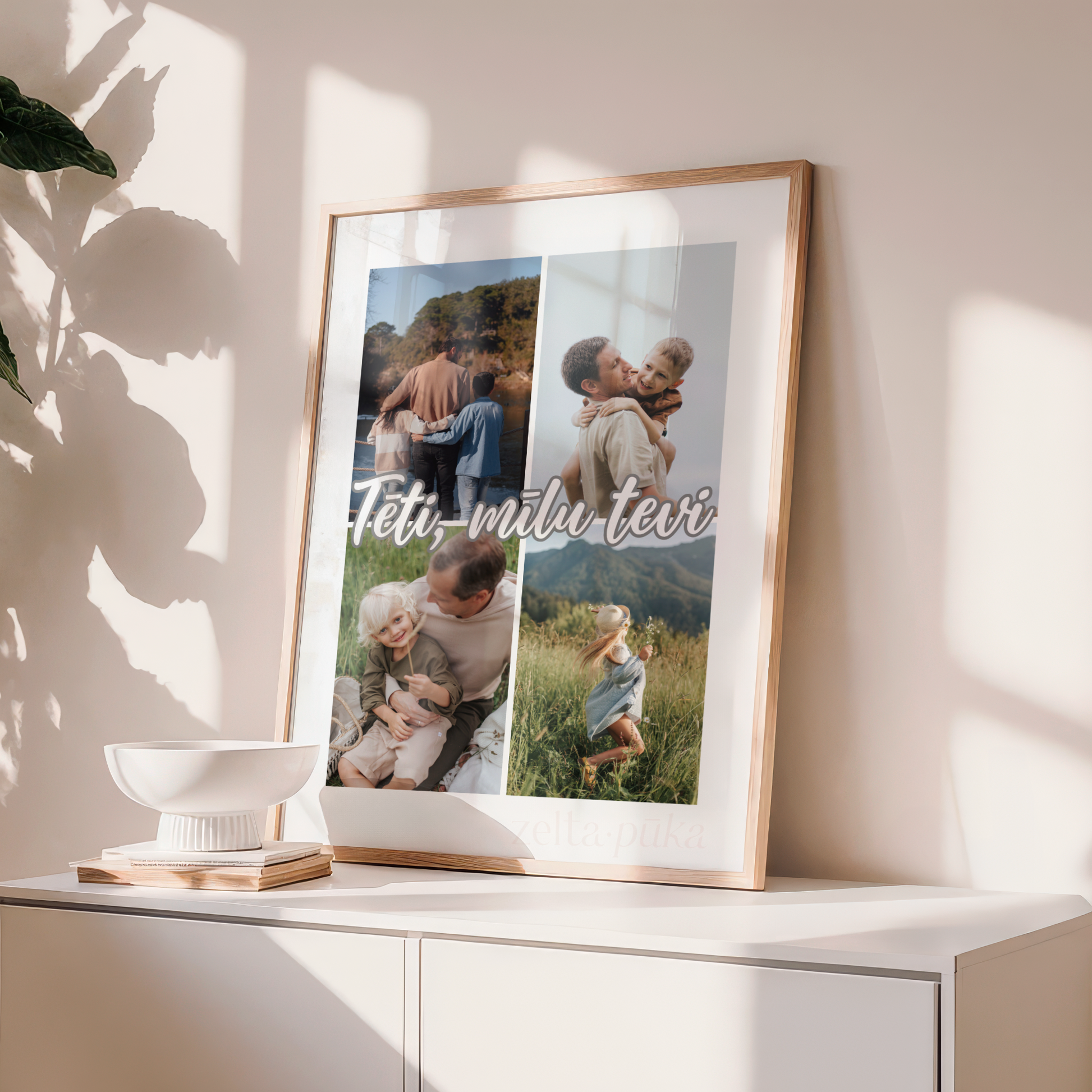 Mīlu tevi · personalizēts sienas plakāts ar fotogrāfijām - Zelta Pūka