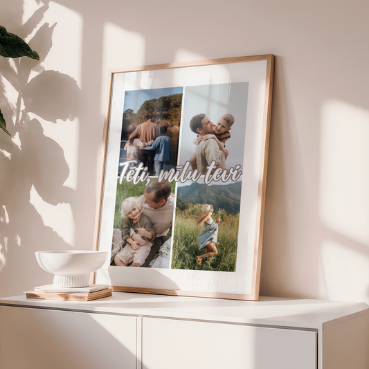personalizēts plakāts ar fotogrāfijām kolāža dāvana tētim ģimenei