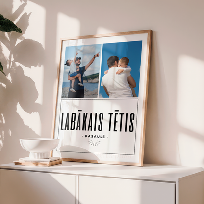Labākais tētis · personalizēts sienas plakāts ar fotogrāfijām - Zelta Pūka