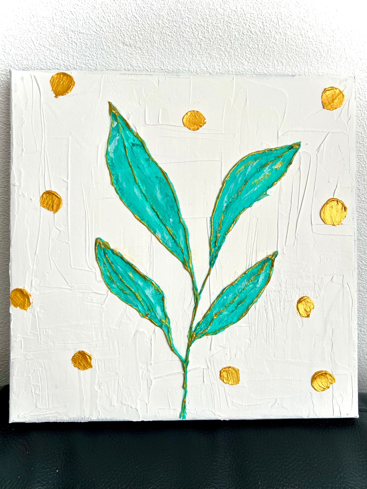 Tekstūras glezna “GREEN LEAF” 30x30cm