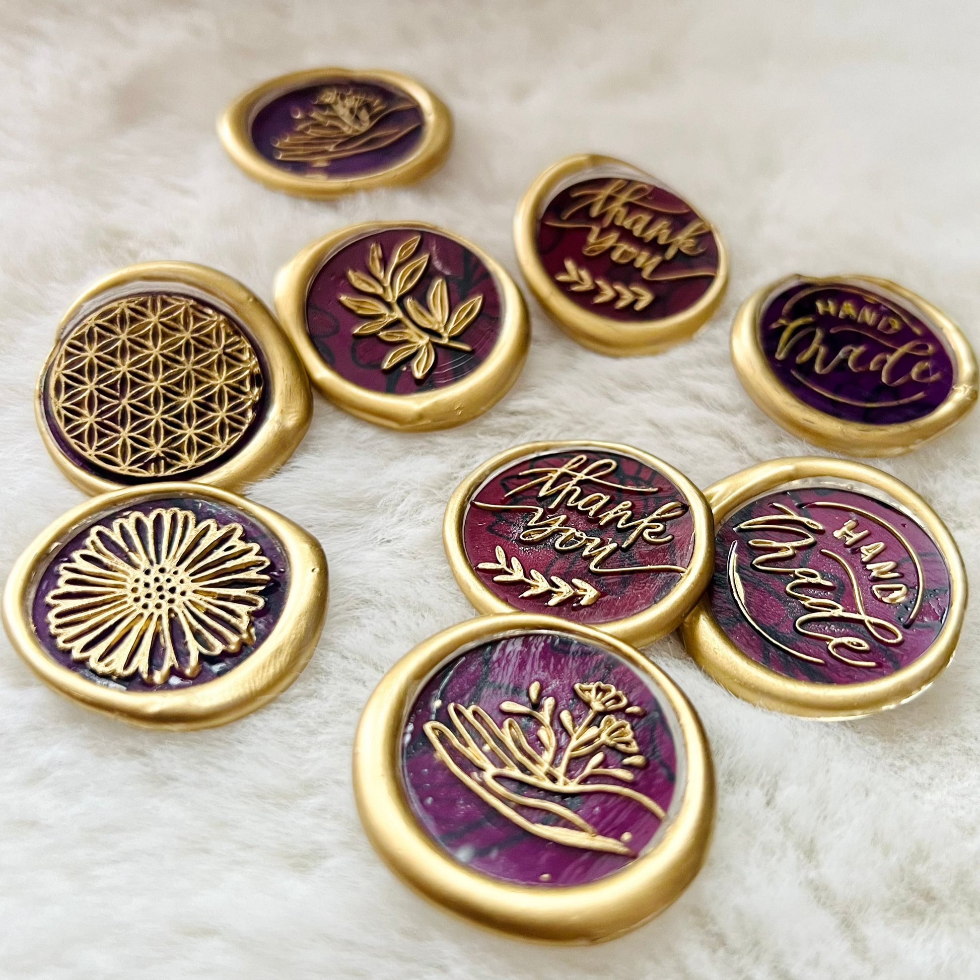 purple wax stamp stickers