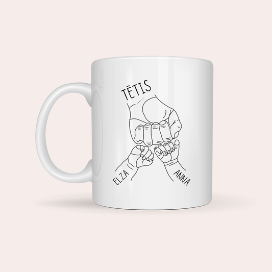 Tēta rokas · personalizēta krūze ar vārdiem