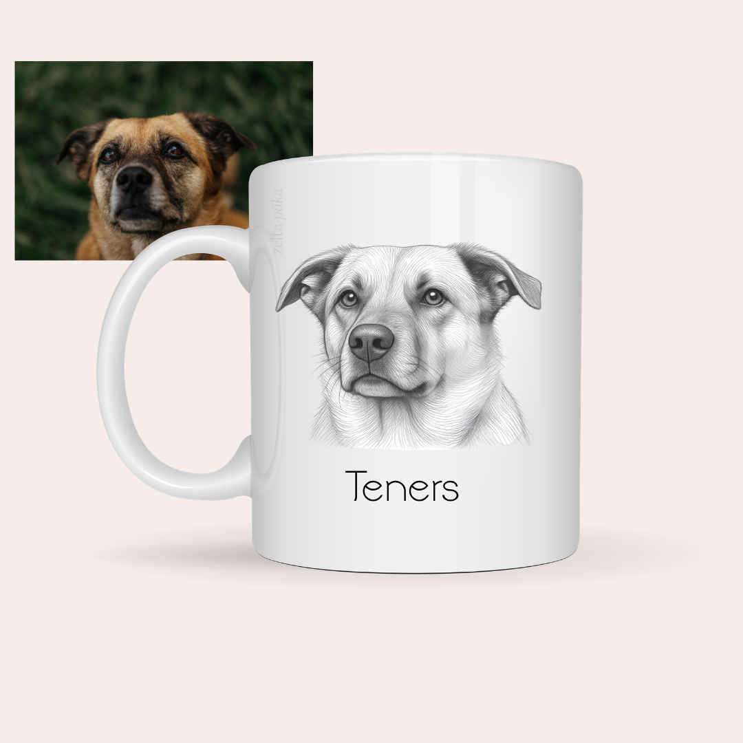 Tavas fotogrāfijas skice · personalizēta krūze - Zelta Pūka