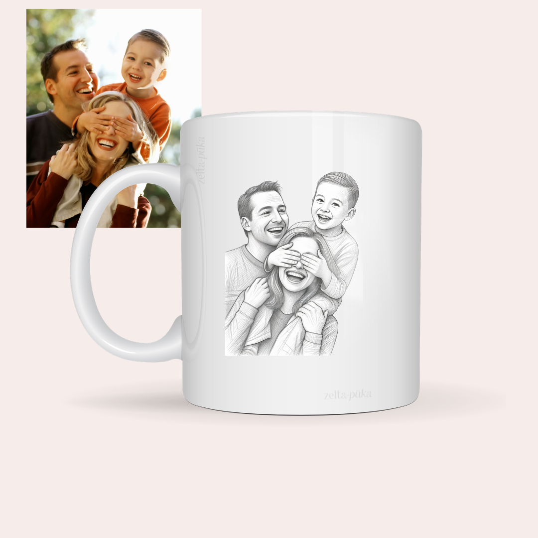 Tavas fotogrāfijas skice · personalizēta krūze - Zelta Pūka