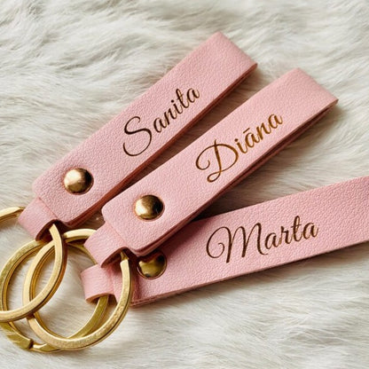 Faux leather keychains with engraving