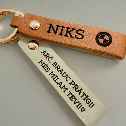 Faux leather keychains with engraving